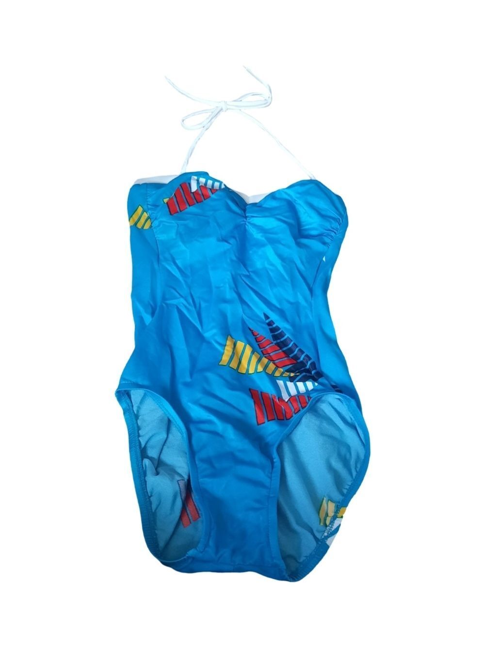 jcpenney Turquoise Blue One-Piece Swimsuit with Multicolor Leaf Motif